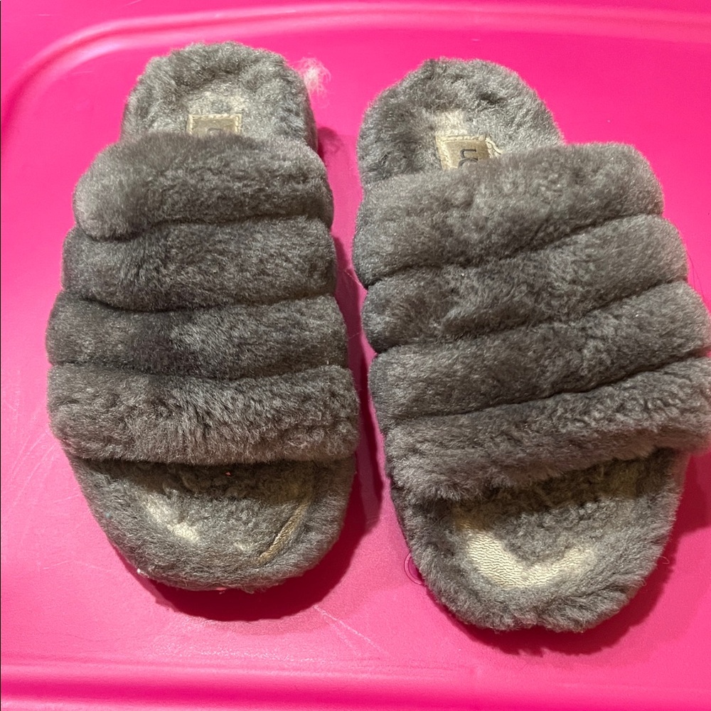 UGG Women's Plush Gray Slippers